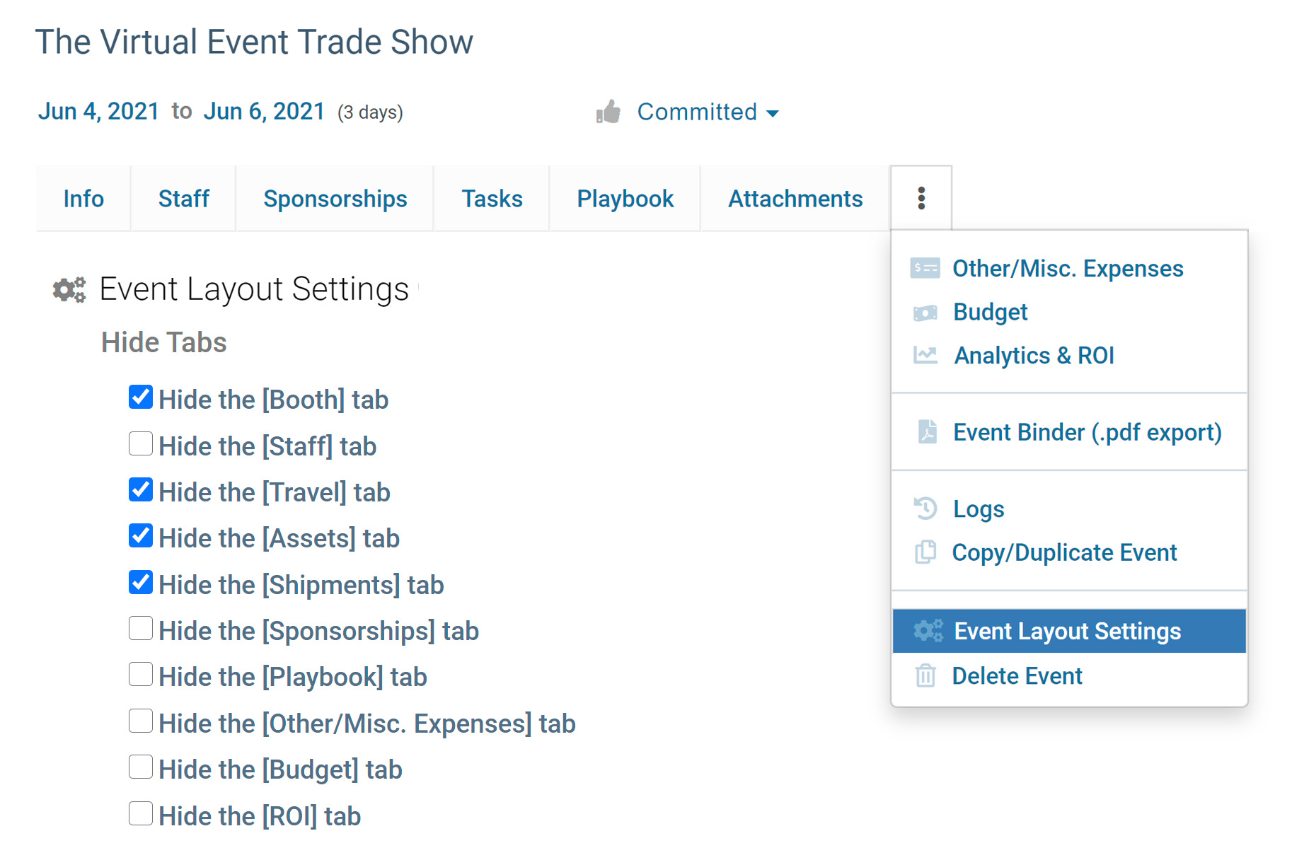 Customize Layout for Virtual Events
